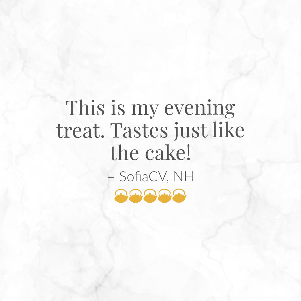 Dusk tea moment featuring Red Velvet Cuppa Chocolate, caffeine-free dessert vibe.