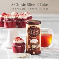 The Republic of Tea Red Velvet Cuppa Chocolate tea bags opened pouch for cozy indulgence.