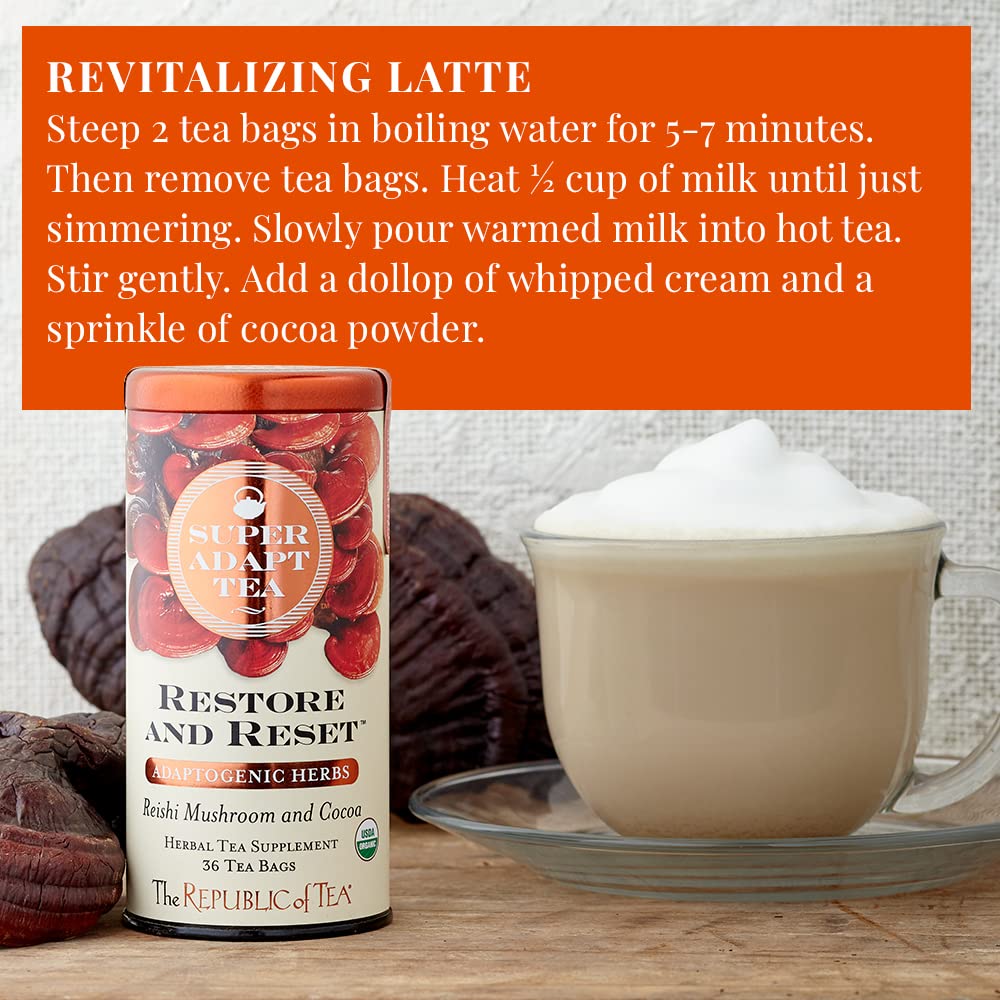 Reishi mushroom in the Restore and Reset blend signaling grounding notes.