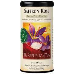 The Republic of Tea saffron rose herbal tea bags for a fragrant, caffeine-free moment