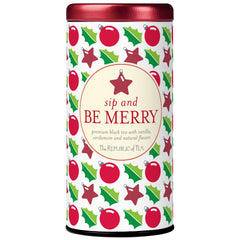 The Republic of Tea Sip and Be Merry cup highlighting festive flavors for cozy moments