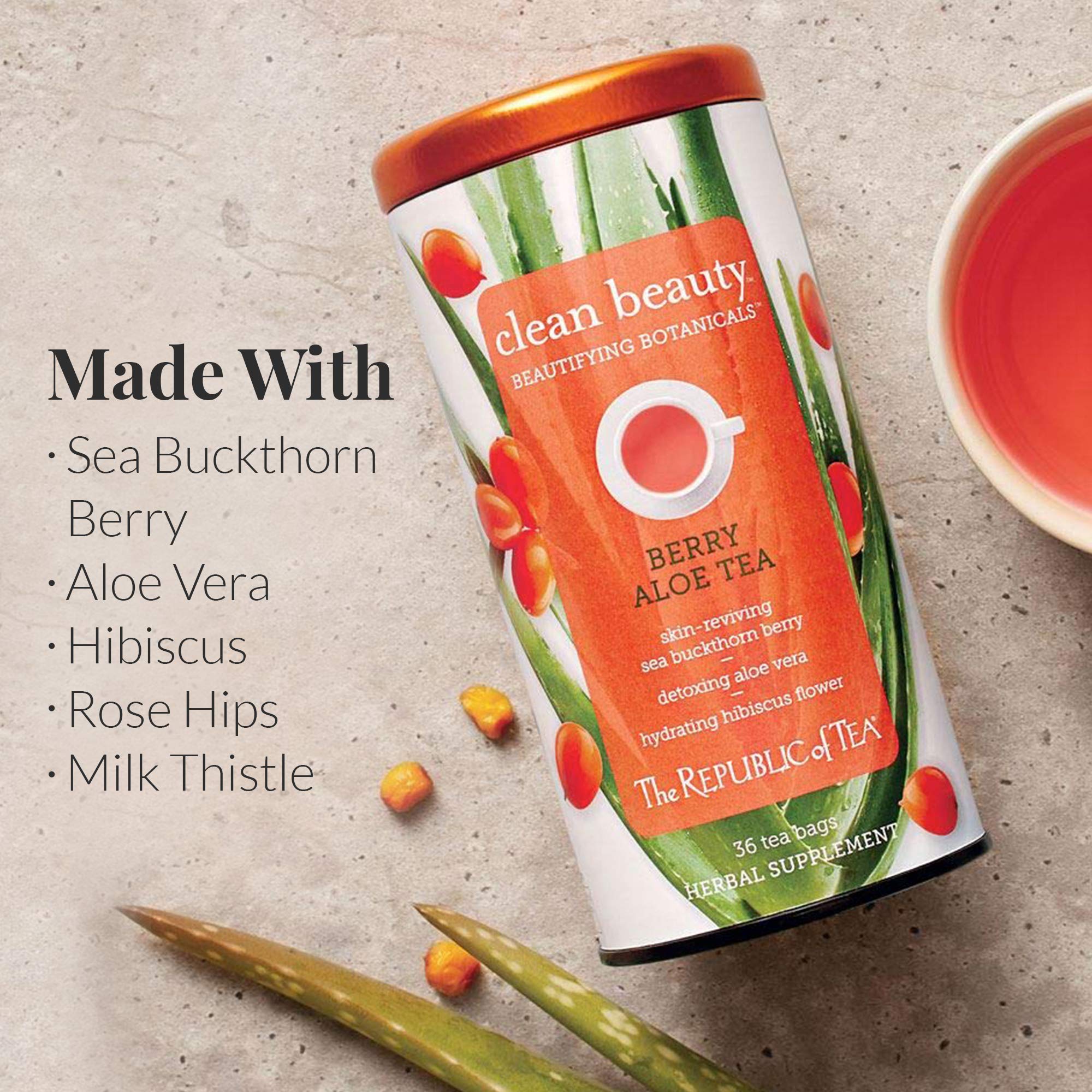 The Republic of Tea steeping action shows a warm amber infusion for a calming break.