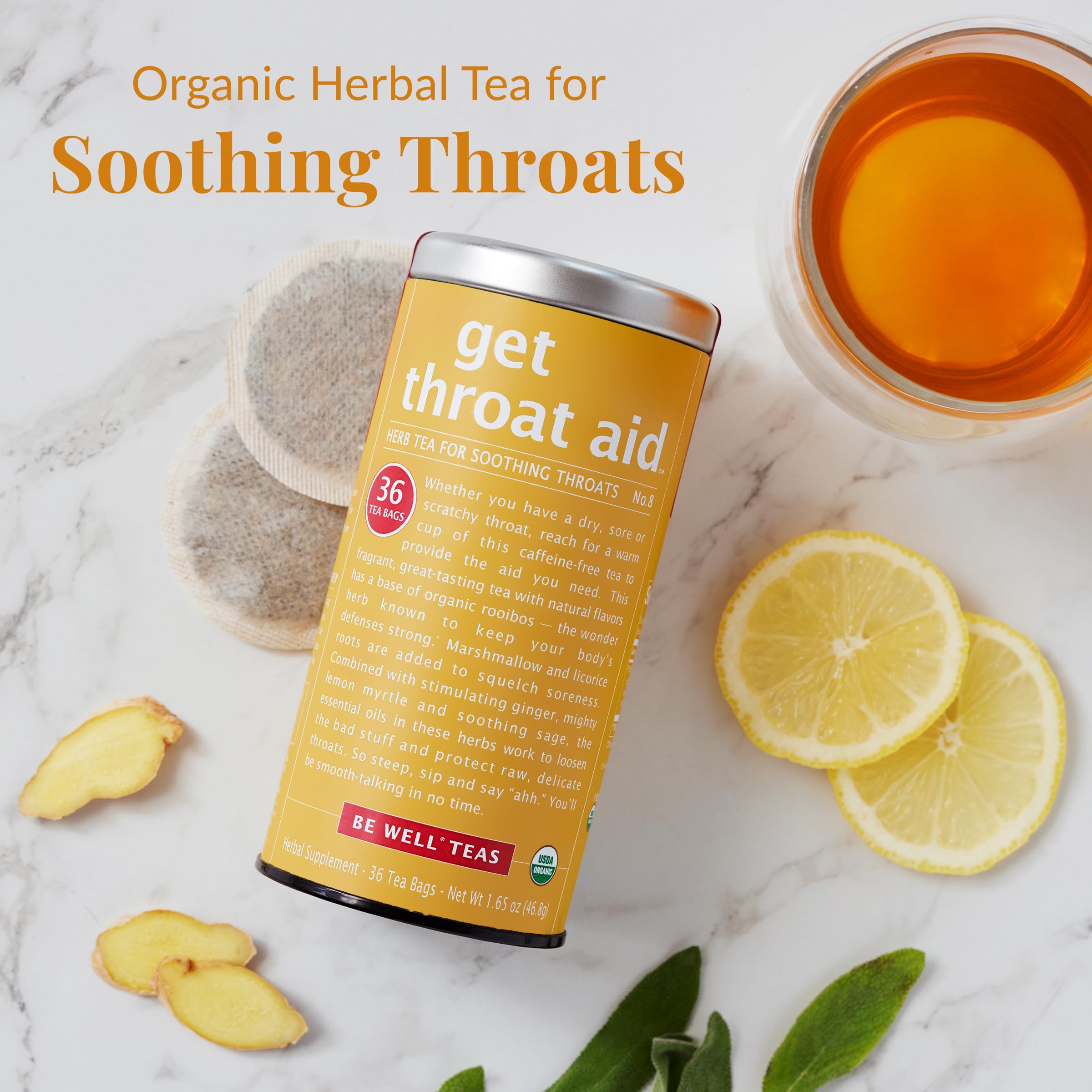 Steeping action showing rich color and aroma of Get Throat Aid