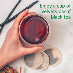 The Republic of Tea cup releasing vanilla almond aroma and comforting flavor.