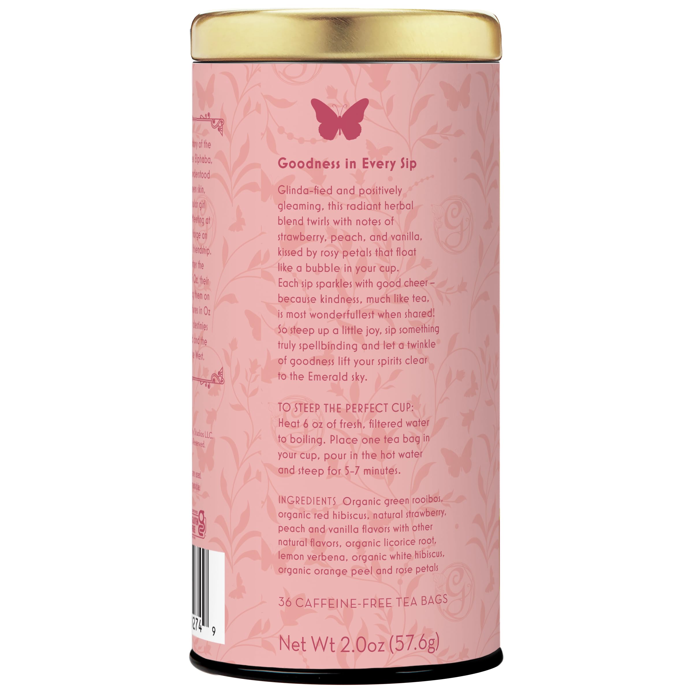 Rose petals and hibiscus blend with green rooibos for depth.