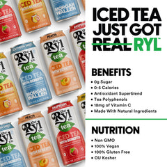 The Ryl Co Iced Tea MVP nutrition panel notes non-GMO and kosher.