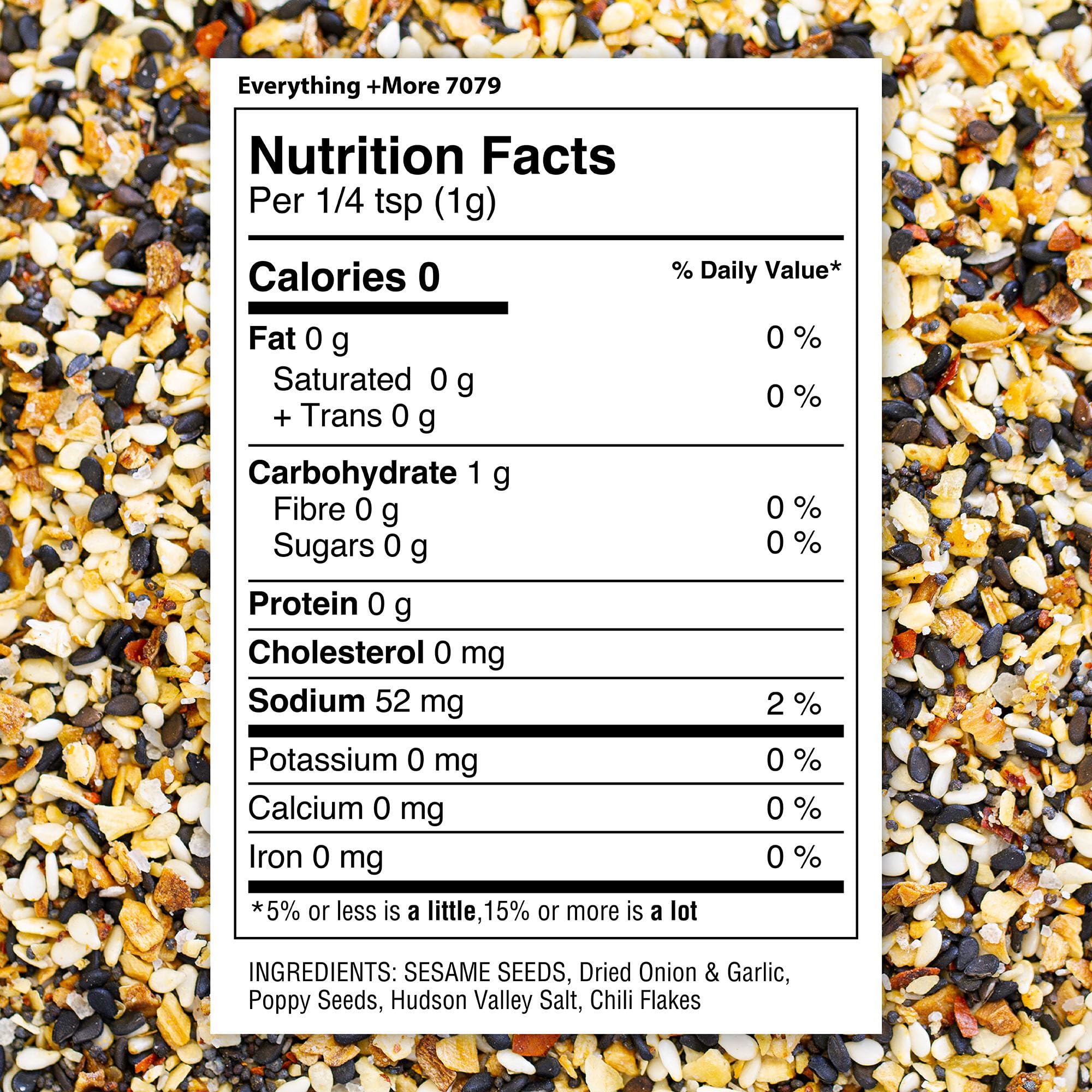 The Spice Lab Everything Bagel Seasoning ingredients bowl highlights sesame seeds and chili kick for finishing flavor.