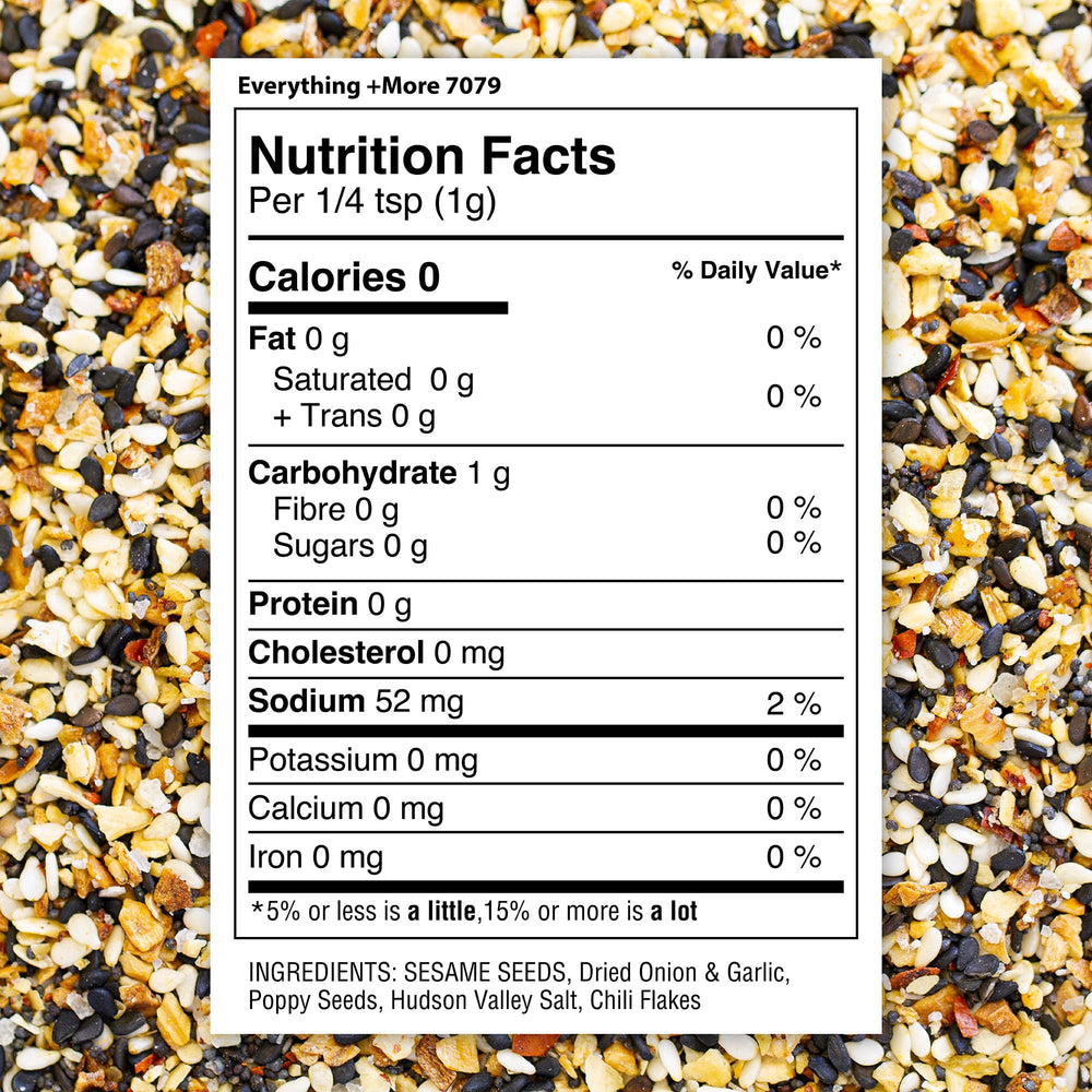 The Spice Lab Everything Bagel Seasoning ingredients bowl highlights sesame seeds and chili kick for finishing flavor.