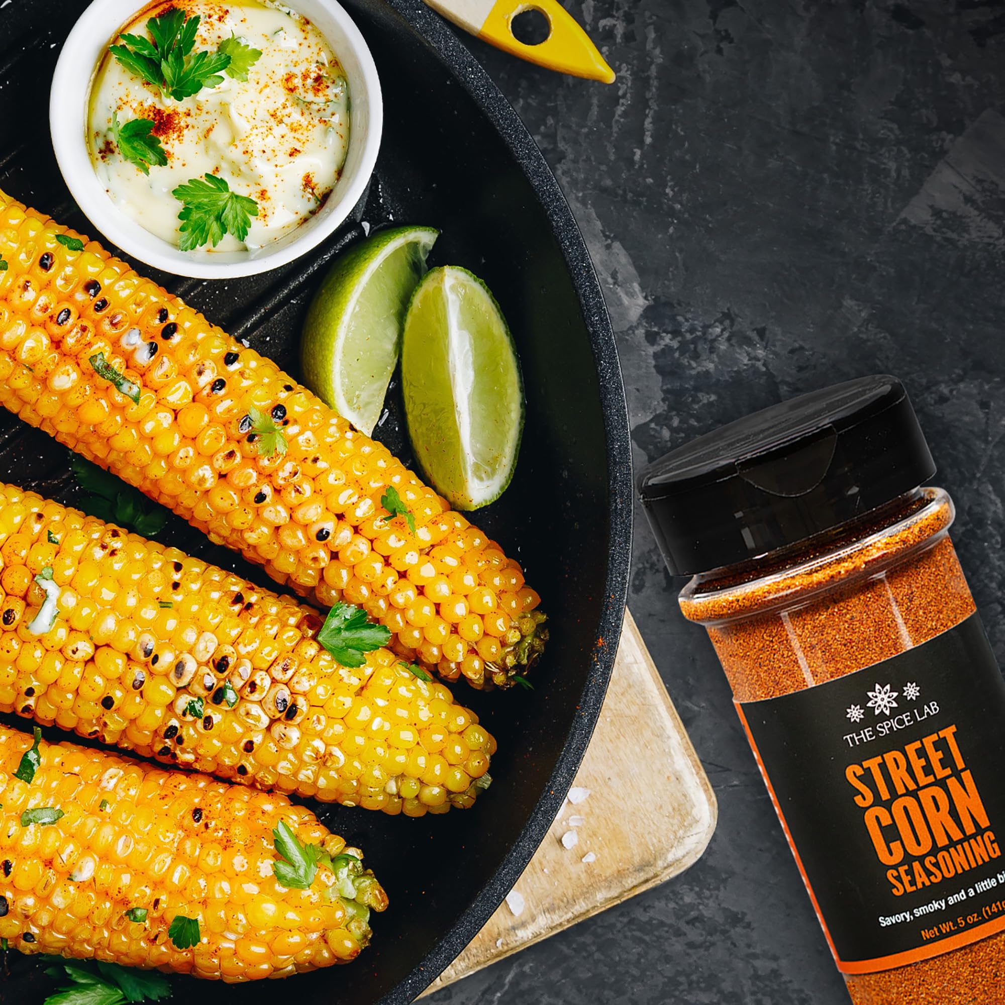 Gift packaging of The Spice Lab elote seasoning for gourmet gifts