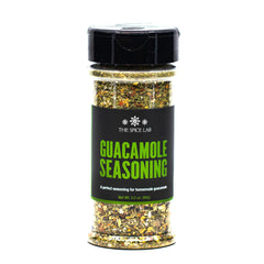 The Spice Lab Guacamole Mix on avocado enhances flavor with lime and jalapeño.
