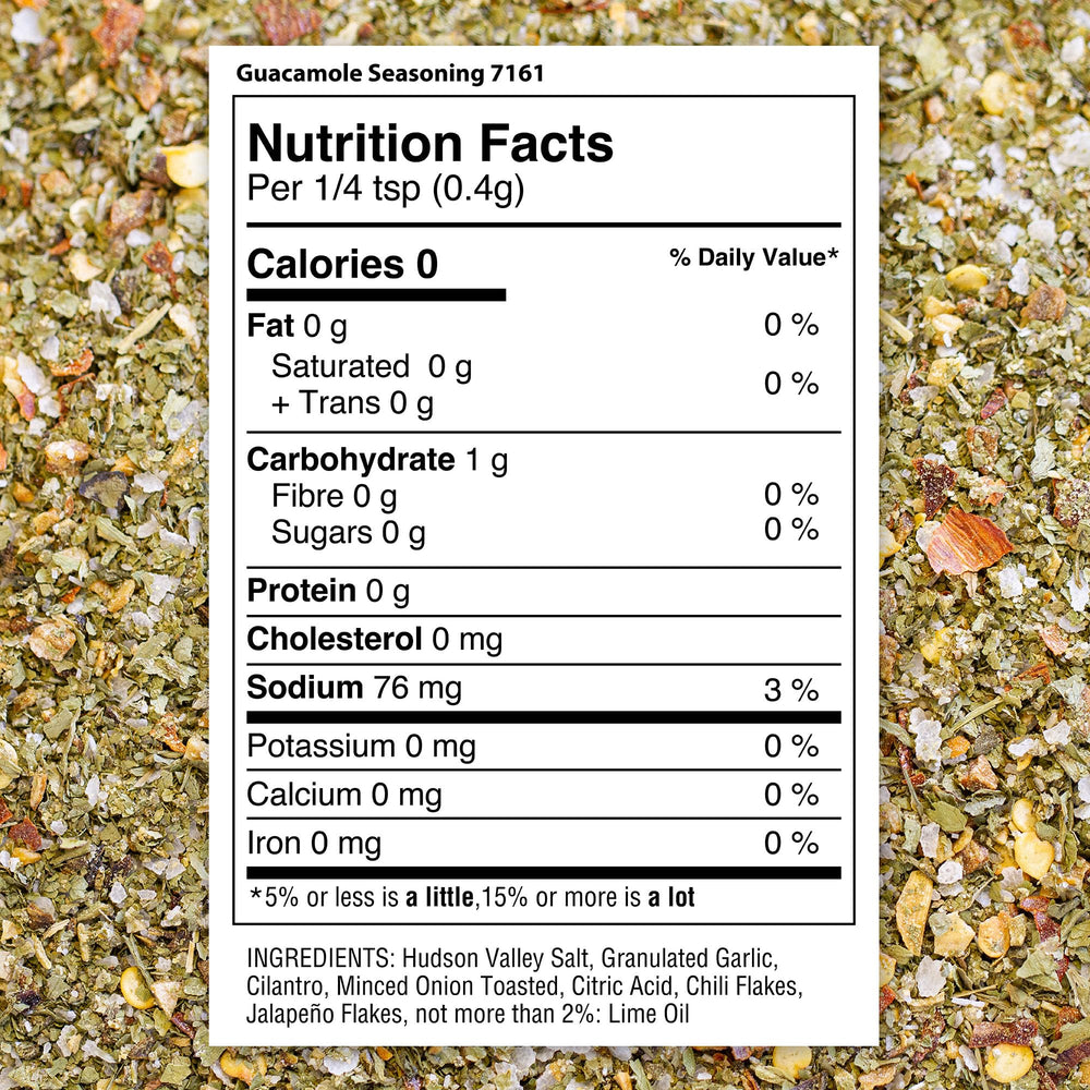 The Spice Lab Guacamole Mix sprinkled over dip for party-ready guacamole.