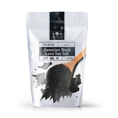The Spice Lab Hawaiian Black Lava Salt bottle closeup shows glossy crystals for finishing dishes