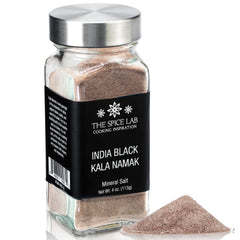 The Spice Lab Kala Namak black salt jar for vegan egg flavor.