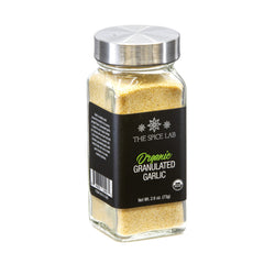 The Spice Lab organic garlic granulated jar front for quick flavor boosts