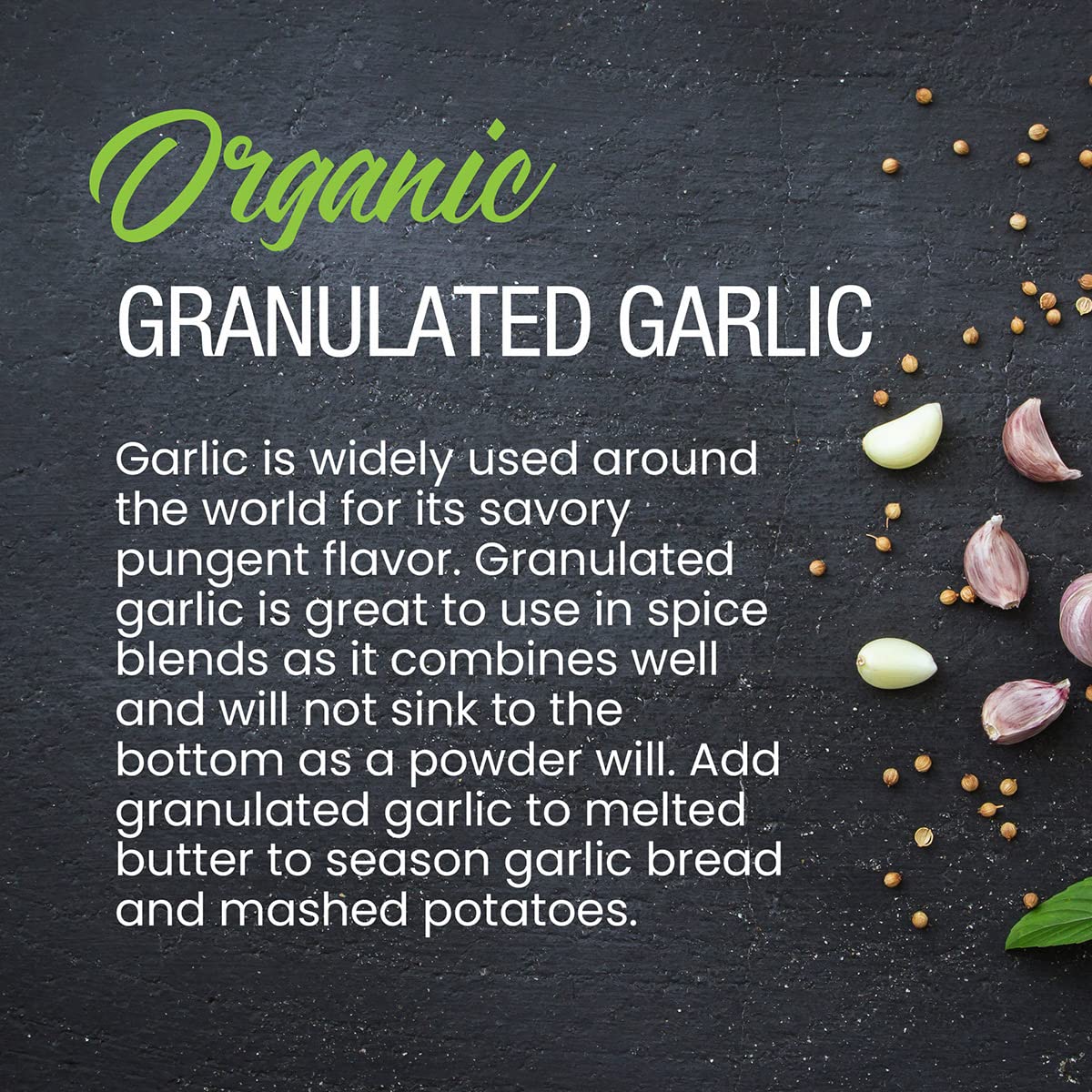 Close-up of garlic granules showing even, versatile texture