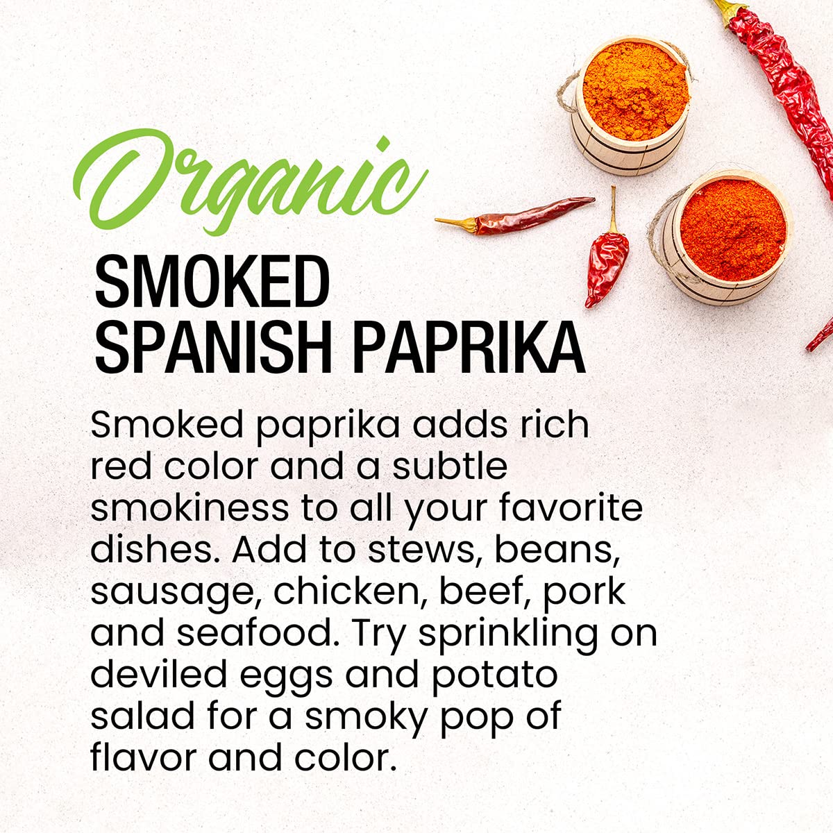 The Spice Lab smoked paprika jar top captures vibrant color for meats and seafood.