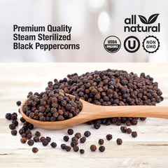 The Spice Lab organic Tellicherry peppercorns 18oz tub for fresh grind flavor.