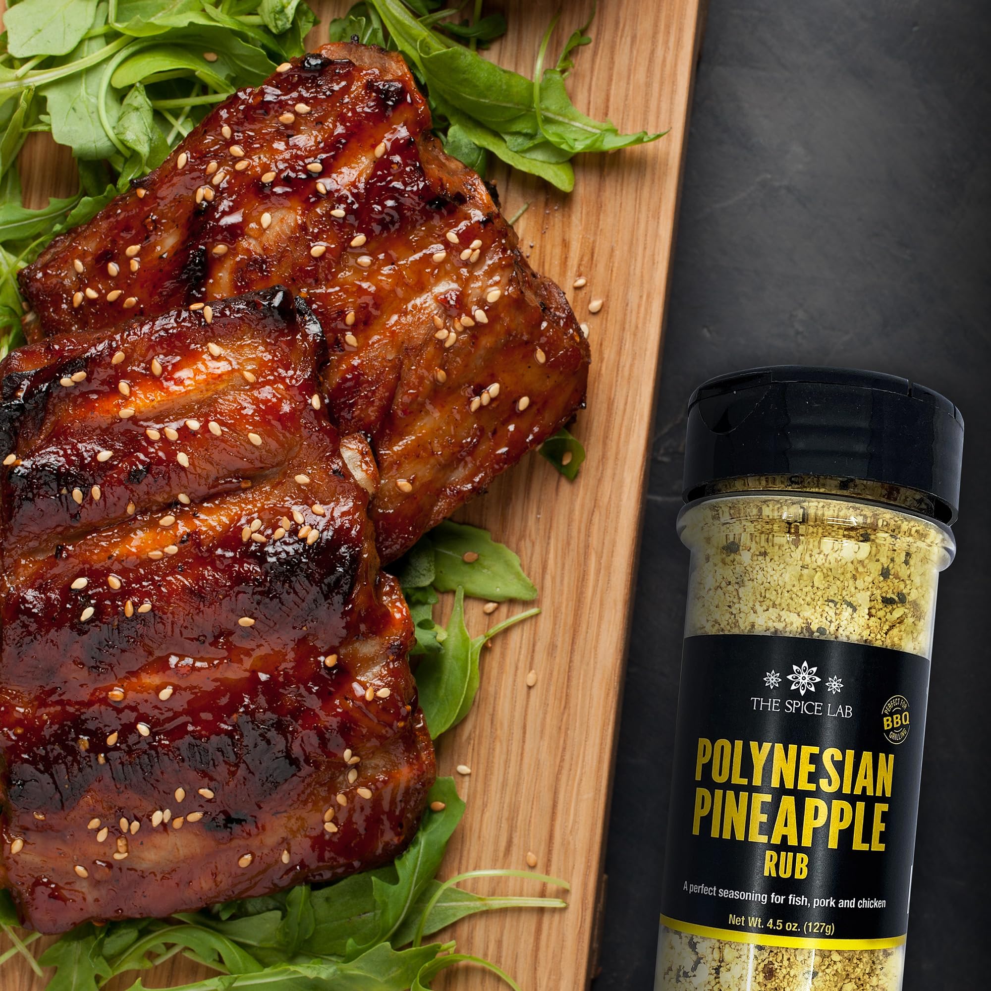 The Spice Lab Polynesian Pineapple Rub texture reveals sesame and pineapple notes.