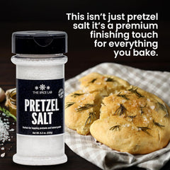 The Spice Lab pretzel salt on baked pretzels for crisp, non-melting topping.