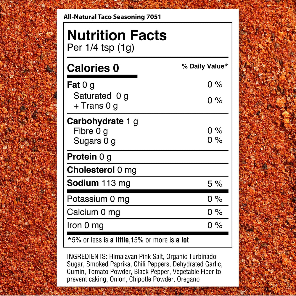 The Spice Lab taco seasoning jar close up highlighting ingredients for versatile meals