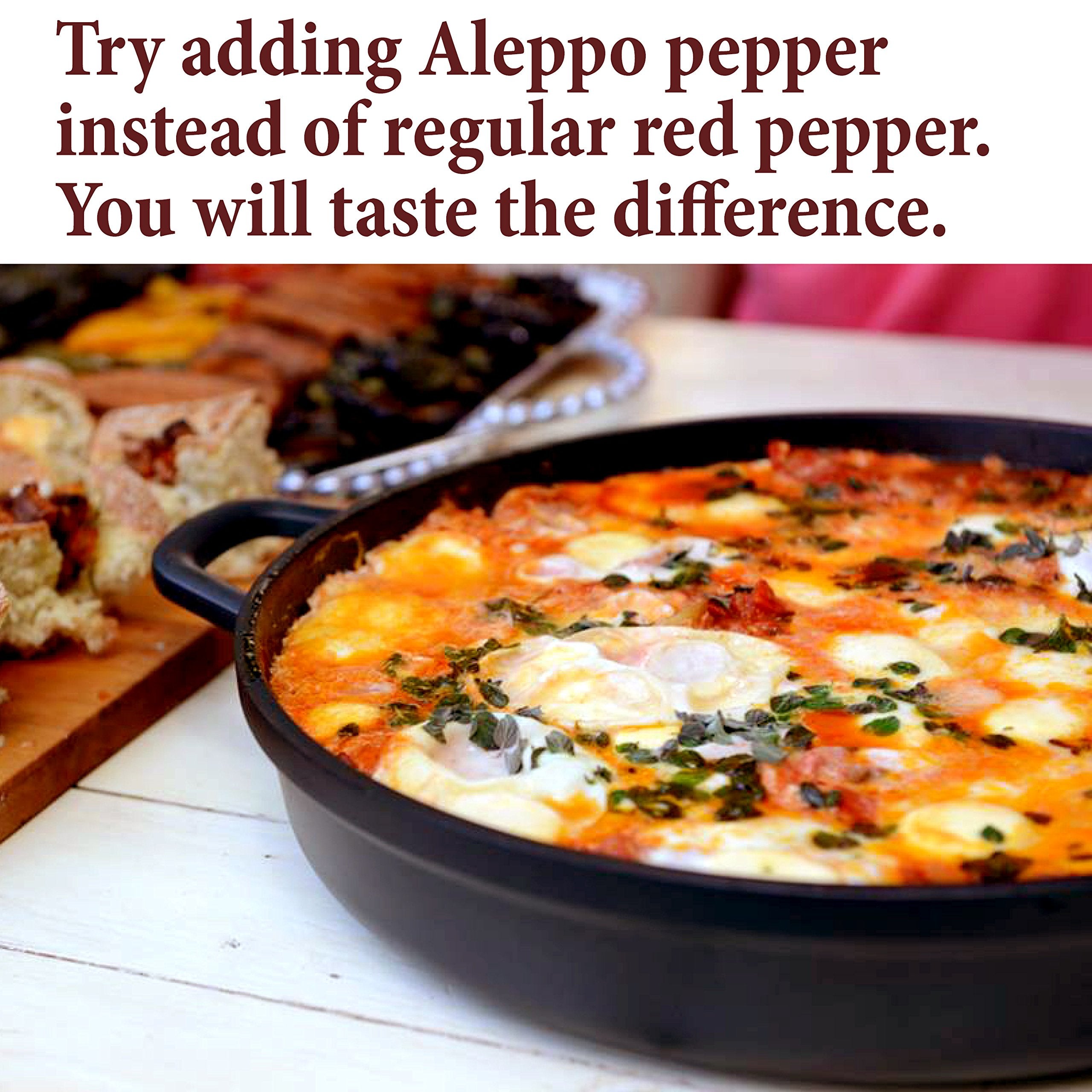 Close-up of The Spice Way aleppo pepper ground jar with deep red color