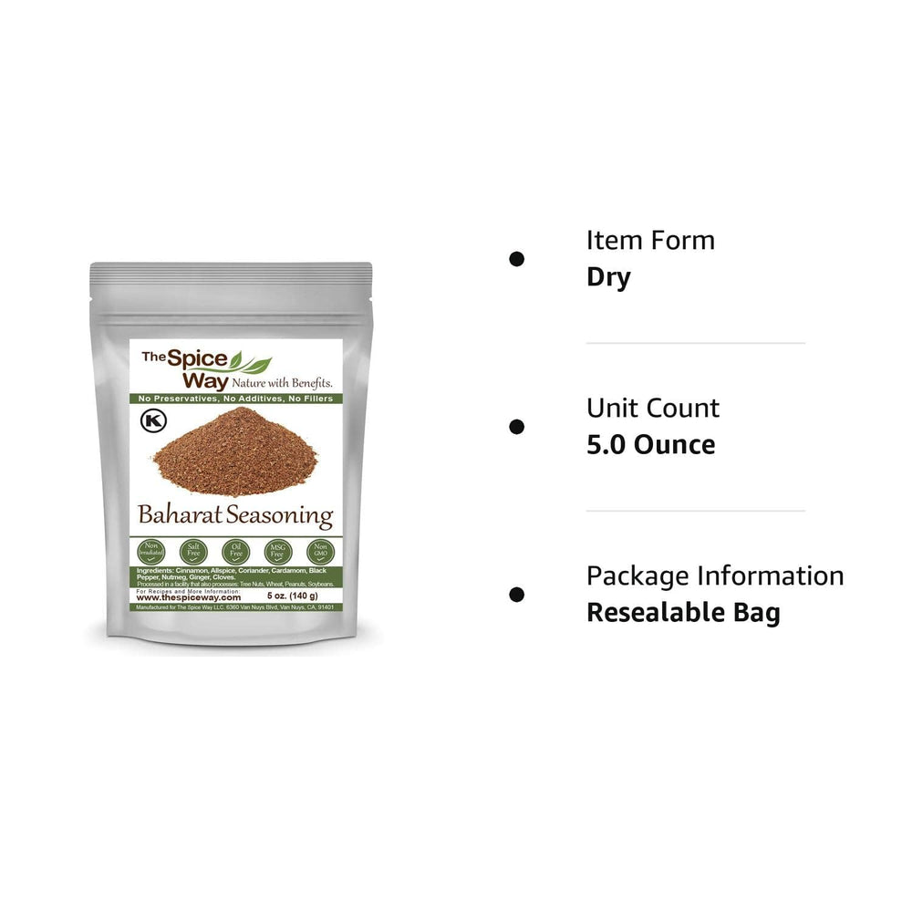 The Spice Way Baharat resealable bag keeps seasoning fresh between uses.