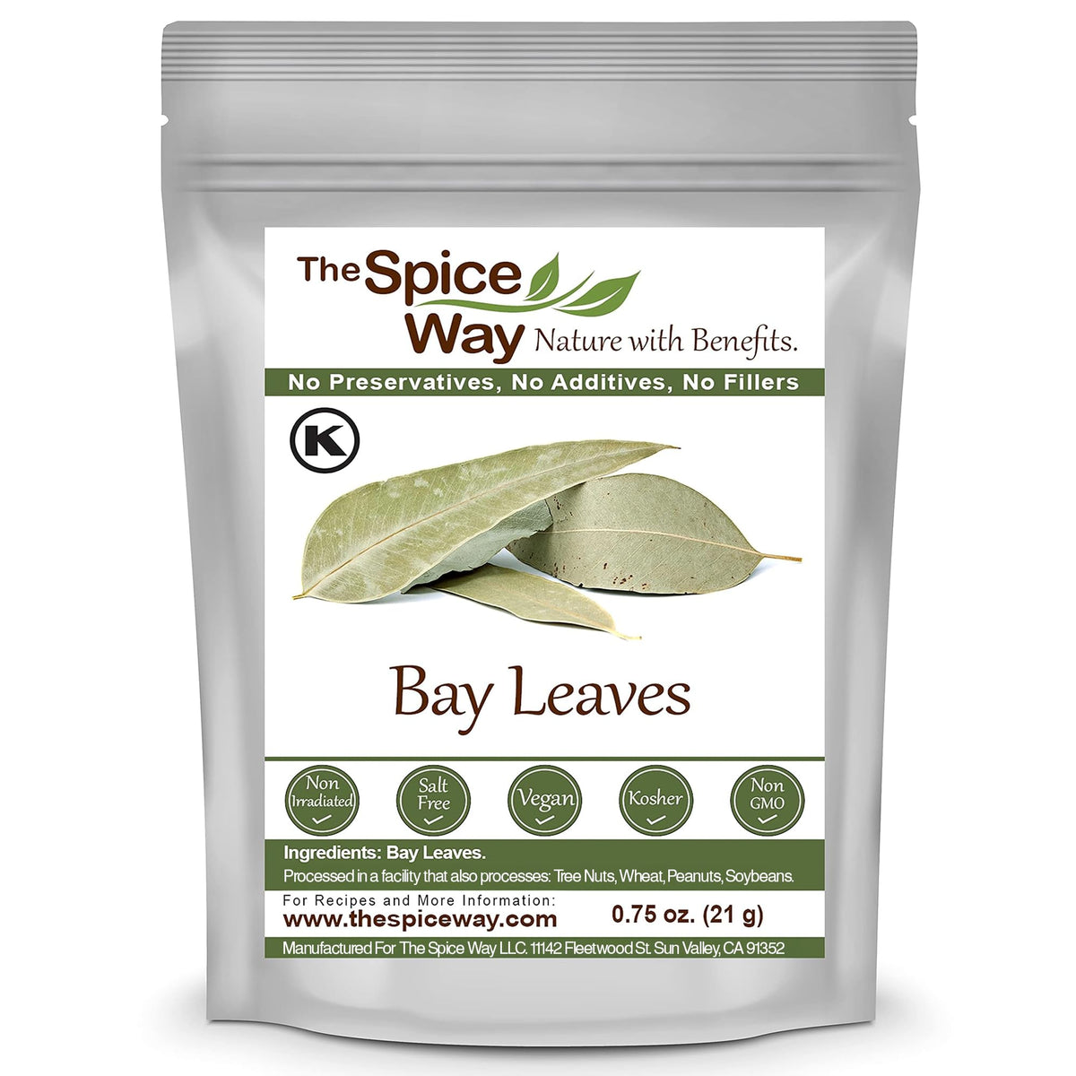 The Spice Way bay leaves whole 0-75oz pack ideal for simmered soups and stews.