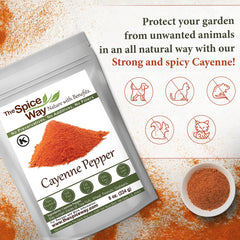 The Spice Way cayenne powder bottle close-up highlights pure, additive-free heat.