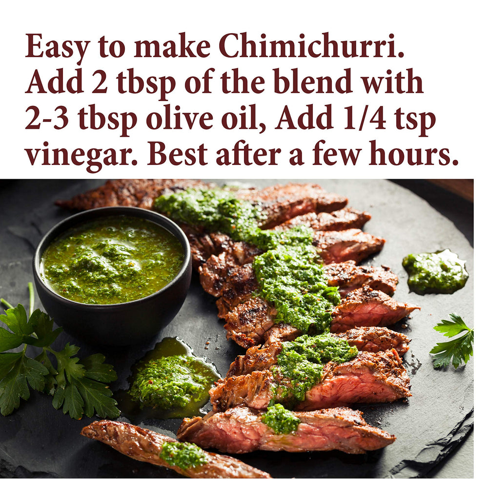 The Spice Way Chimichurri 2 oz bag highlighting farm-to-table freshness.