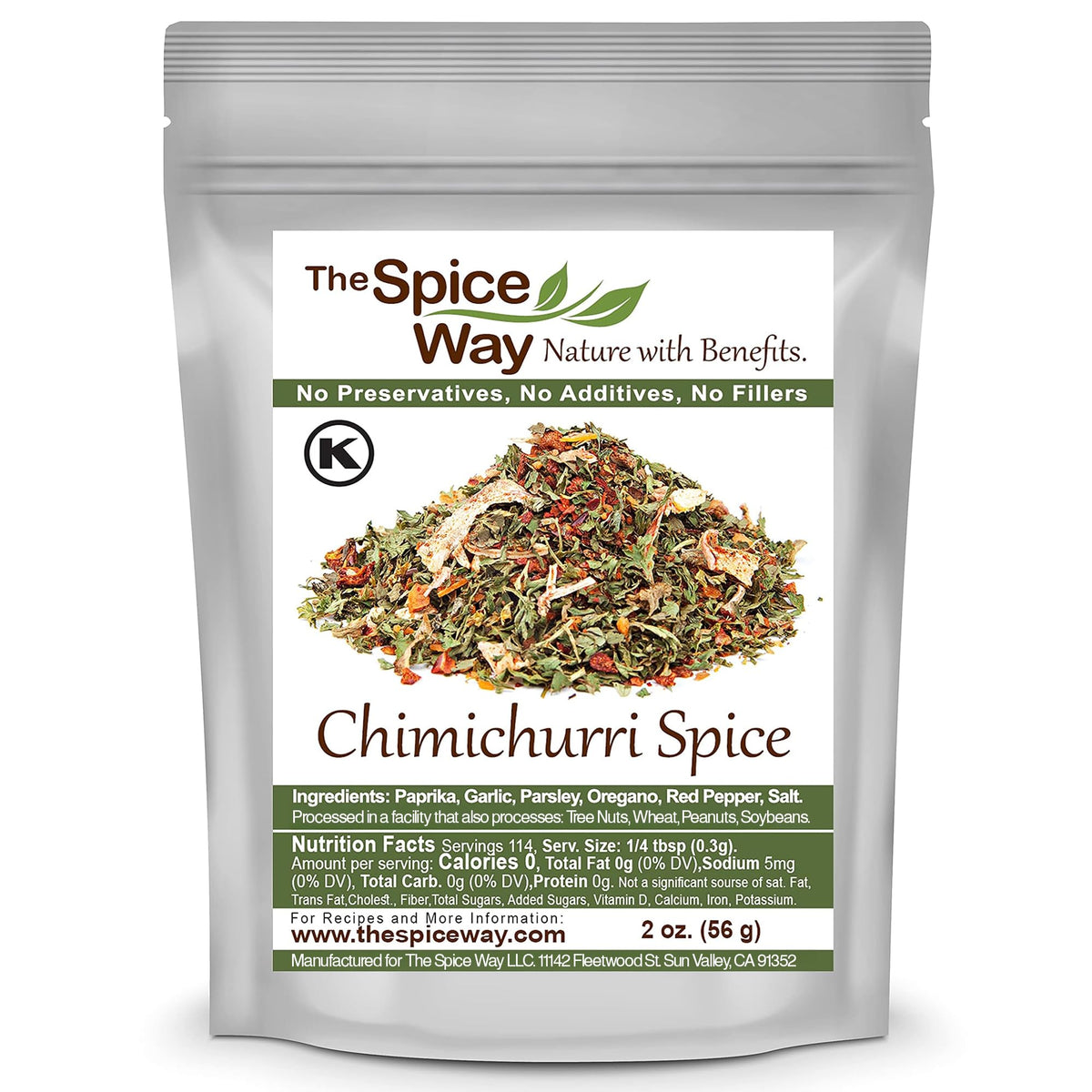 The Spice Way Chimichurri spice blend bottle ready for marinades.