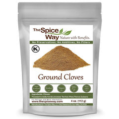 The Spice Way ground cloves powder in a jar with a warm aroma for cooking.
