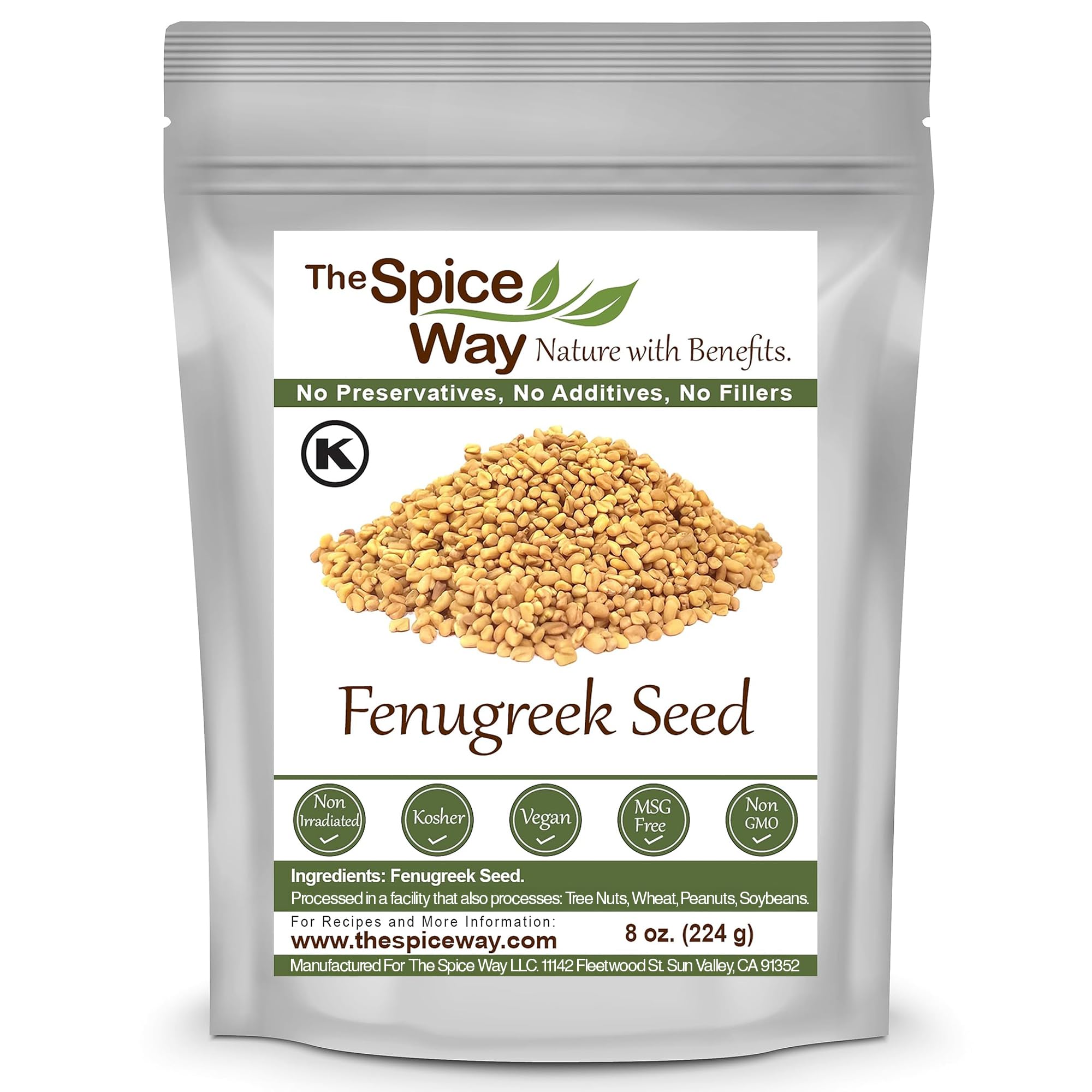 The Spice Way Fenugreek Seeds whole 8 oz jar for authentic curry flavor.