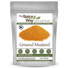 The Spice Way ground yellow mustard seed bottle for sharp, versatile flavor in sauces.