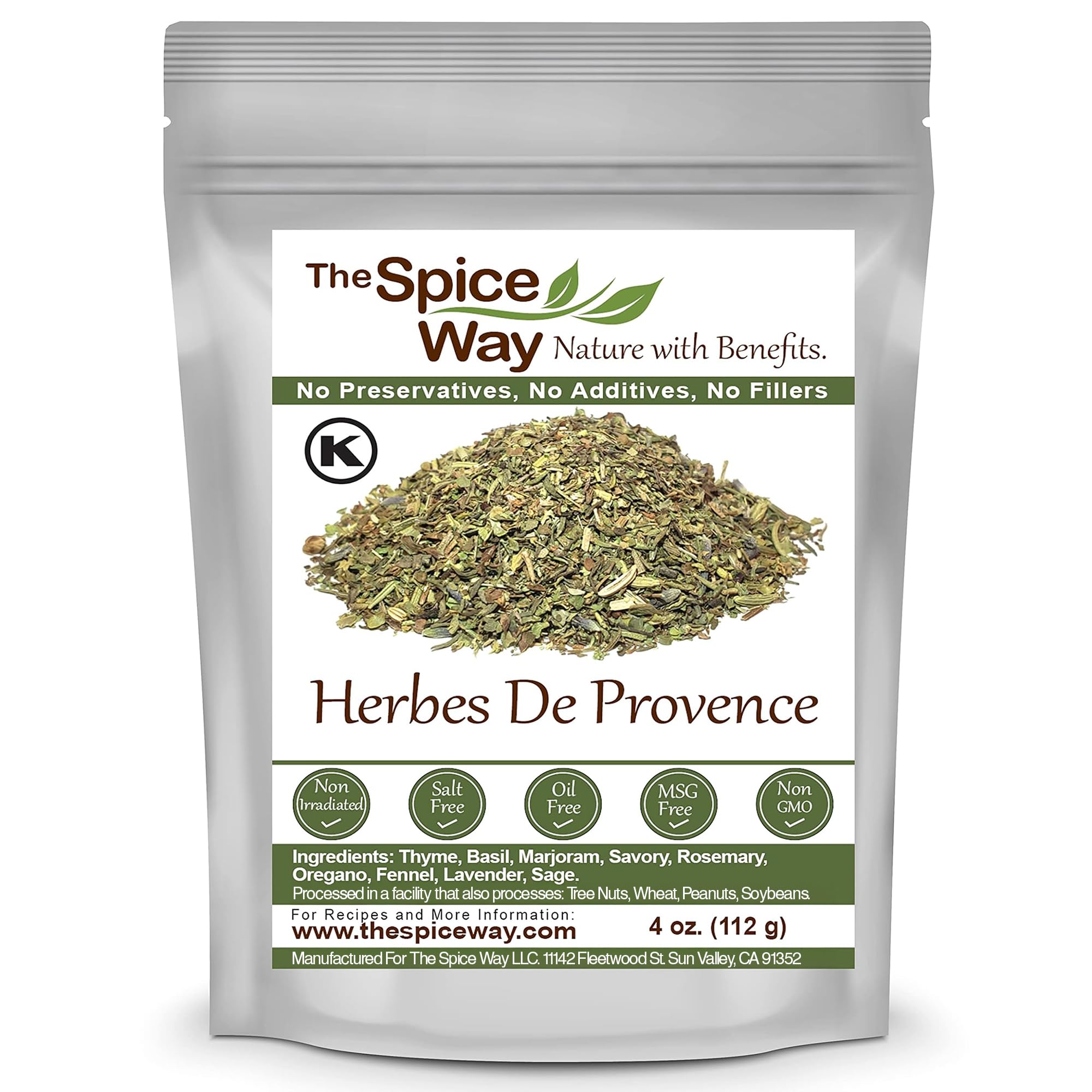 The Spice Way Herbes De Provence bottle with aromatic blend enhances poultry and fish dishes.