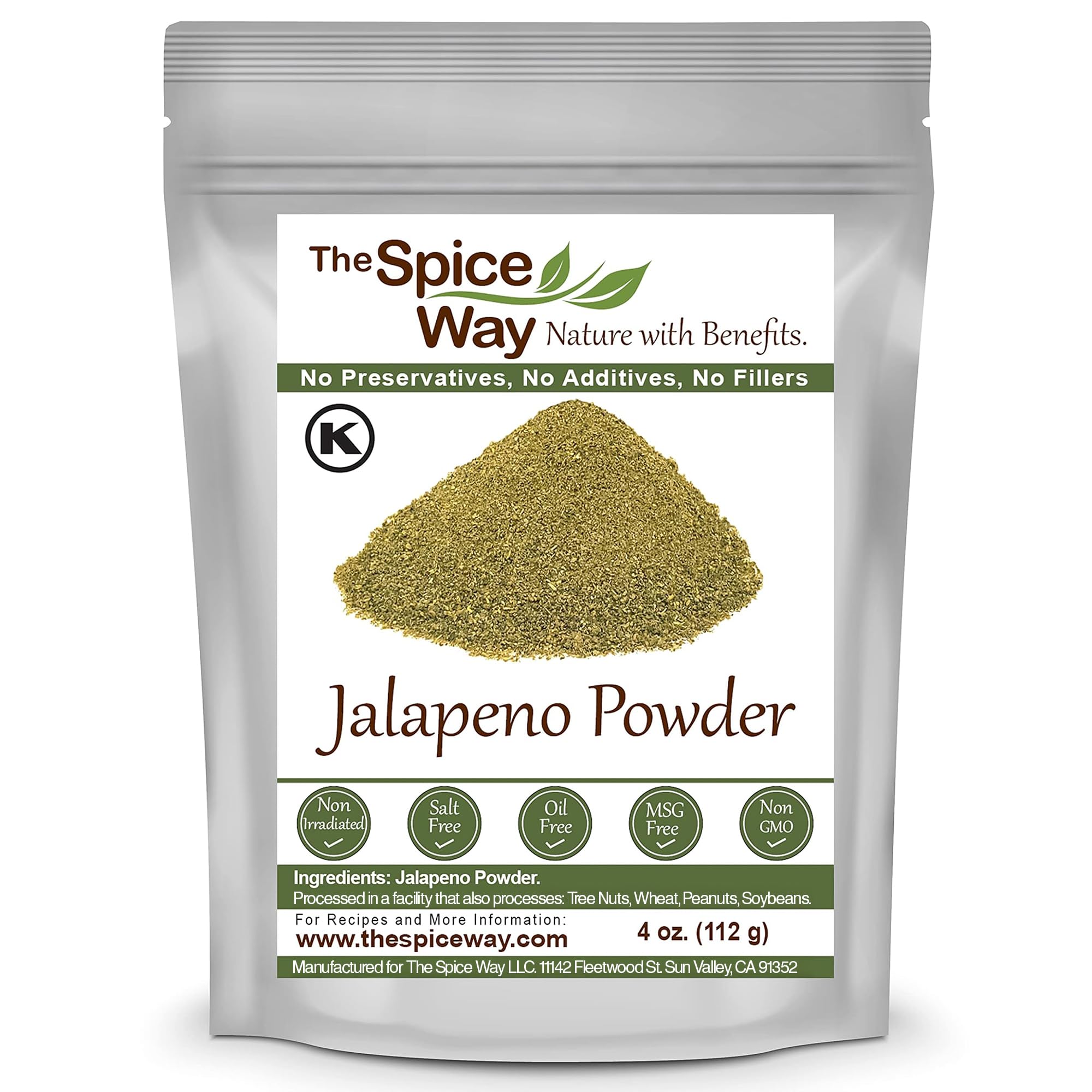 The Spice Way Jalapeño Powder jar displaying pure spice for vibrant dishes.