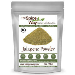 The Spice Way Jalapeño Powder jar displaying pure spice for vibrant dishes.