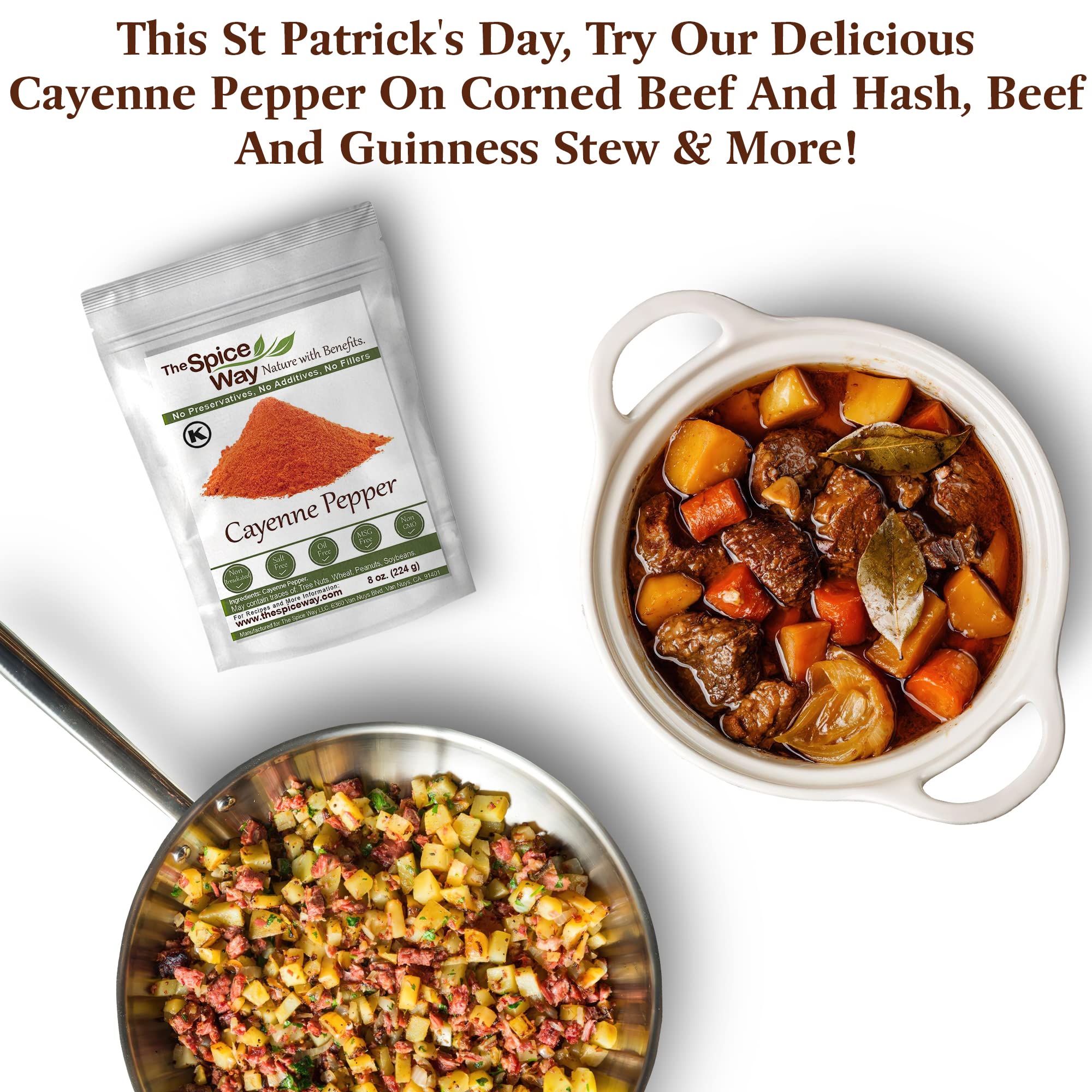 The Spice Way kosher-certified cayenne powder pack emphasizes trusted, clean ingredients.