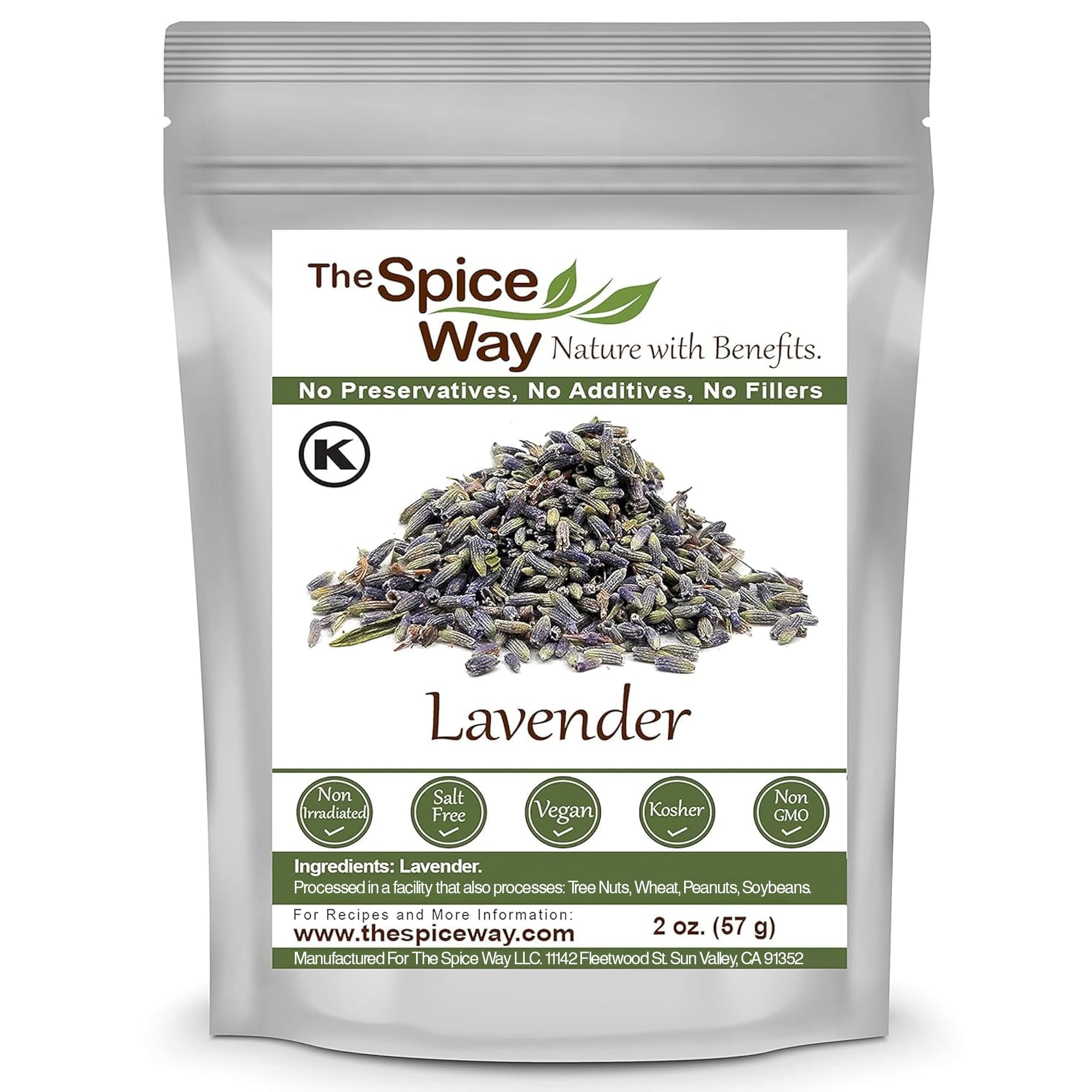 The Spice Way lavender flowers 2oz bag ready for tea and cooking.
