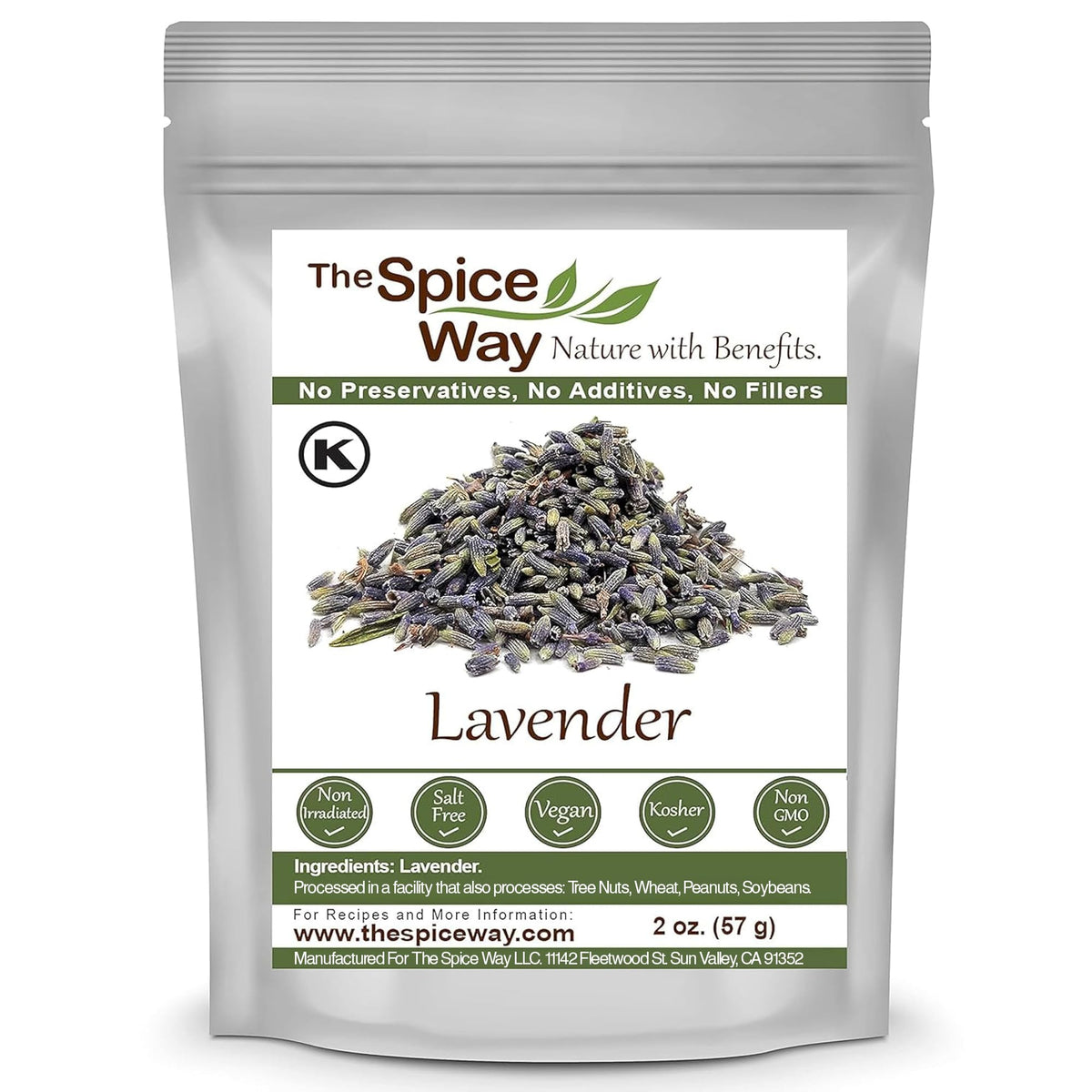 The Spice Way lavender flowers 2oz bag ready for tea and cooking.