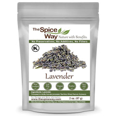 The Spice Way lavender flowers 2oz bag ready for tea and cooking.