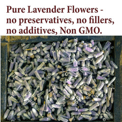 The Spice Way dried lavender buds closeup showing pure, additive-free aroma.