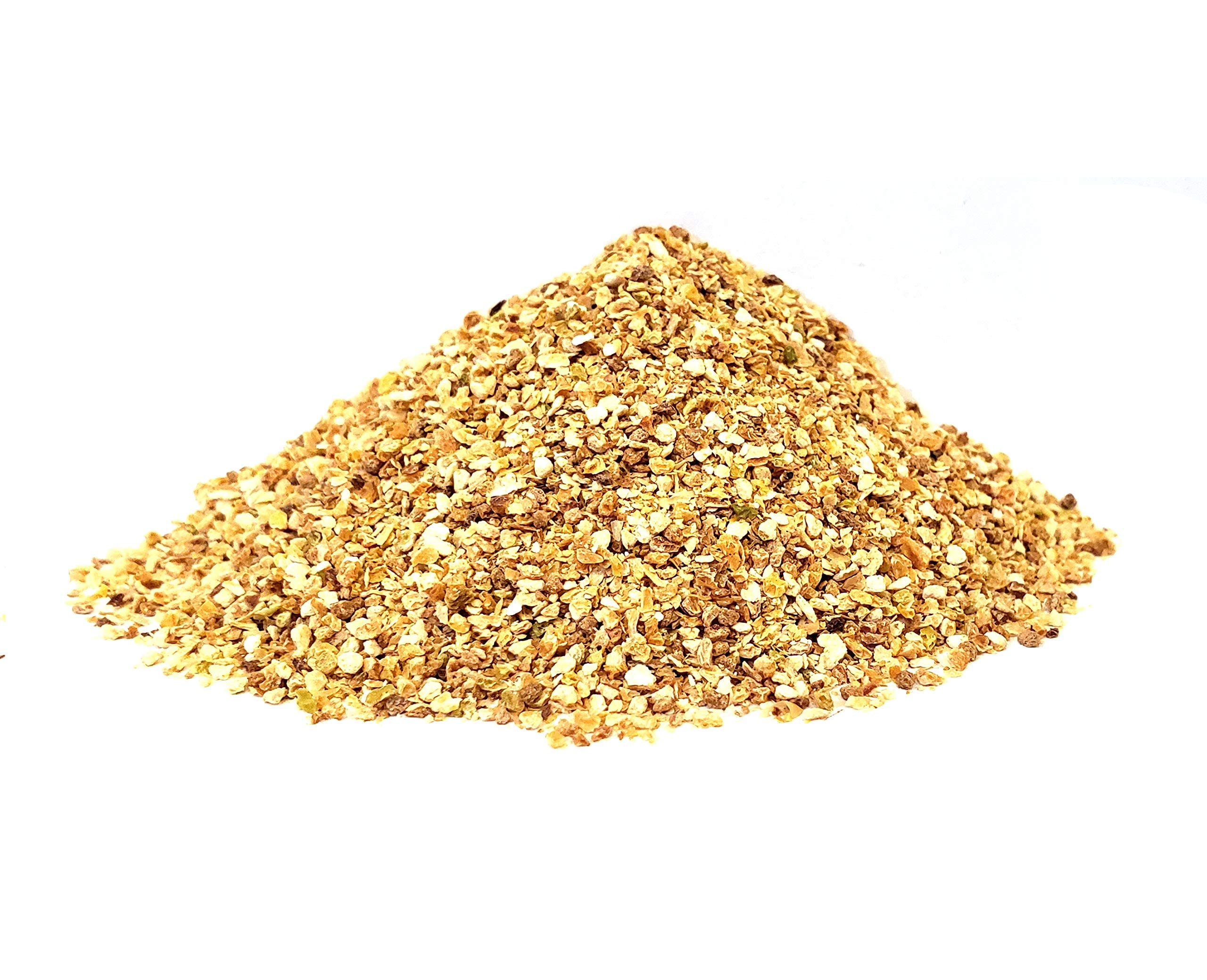 The Spice Way lemon peel granules bottle on kitchen counter suggests farm-to-table heritage