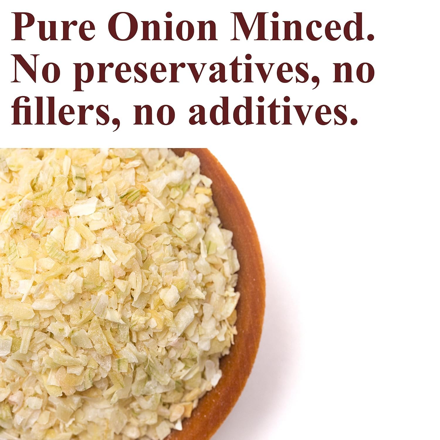 The Spice Way minced onion texture closeup highlighting coarse flakes
