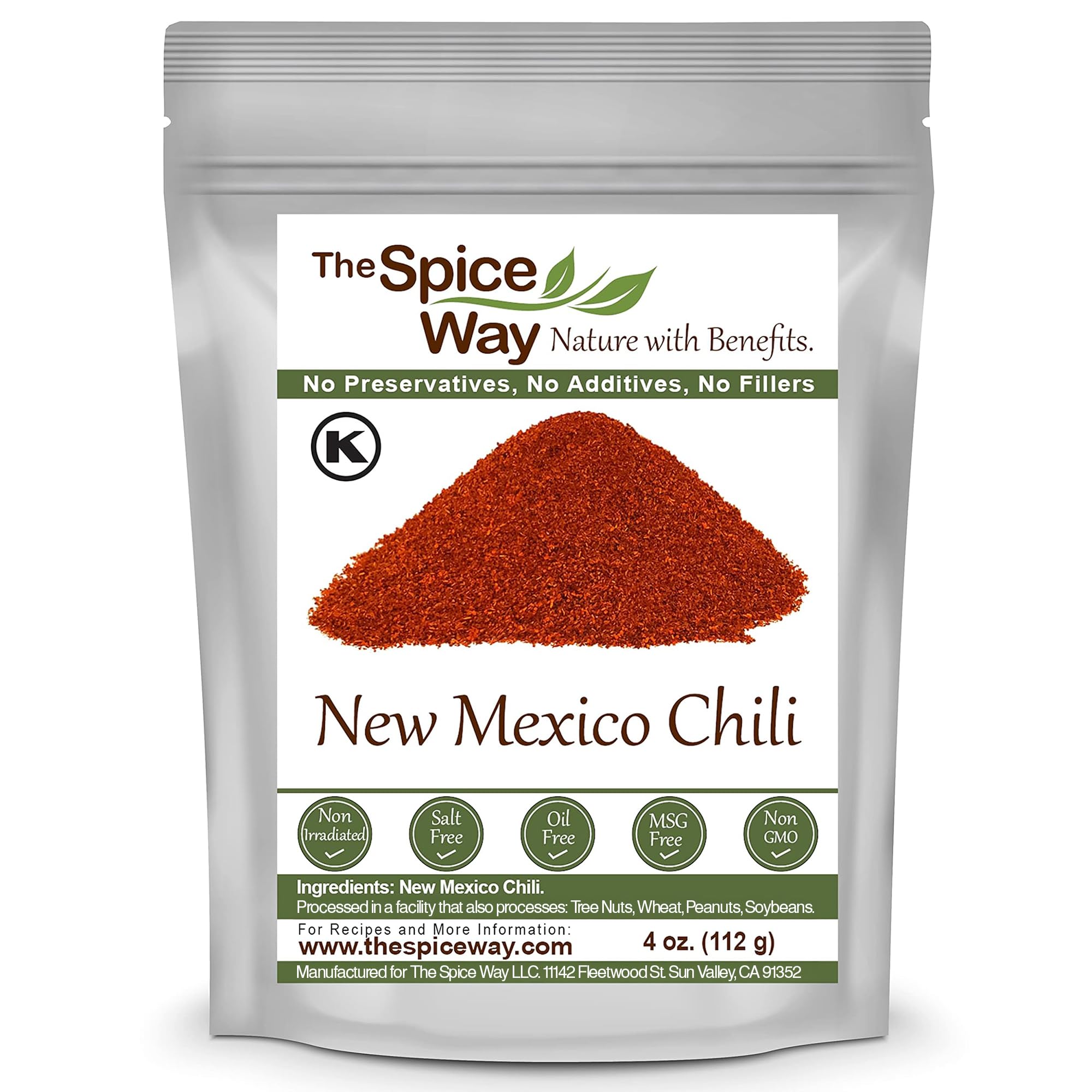 The Spice Way New Mexico Chili Powder bag pour adds robust flavor to salsas and tacos.