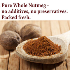 The Spice Way Nutmeg Whole closeup seeds show premium quality for authentic flavor.