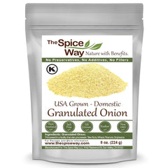 The Spice Way Onion Granules bottle pour for easy, precise seasoning.