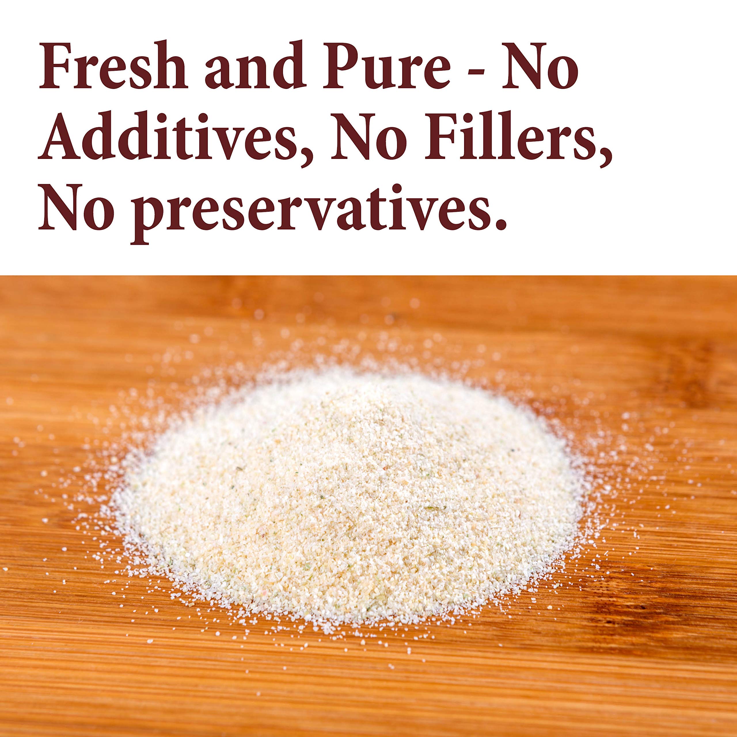 The Spice Way Onion Granules closeup reveals granular texture for rich flavor.