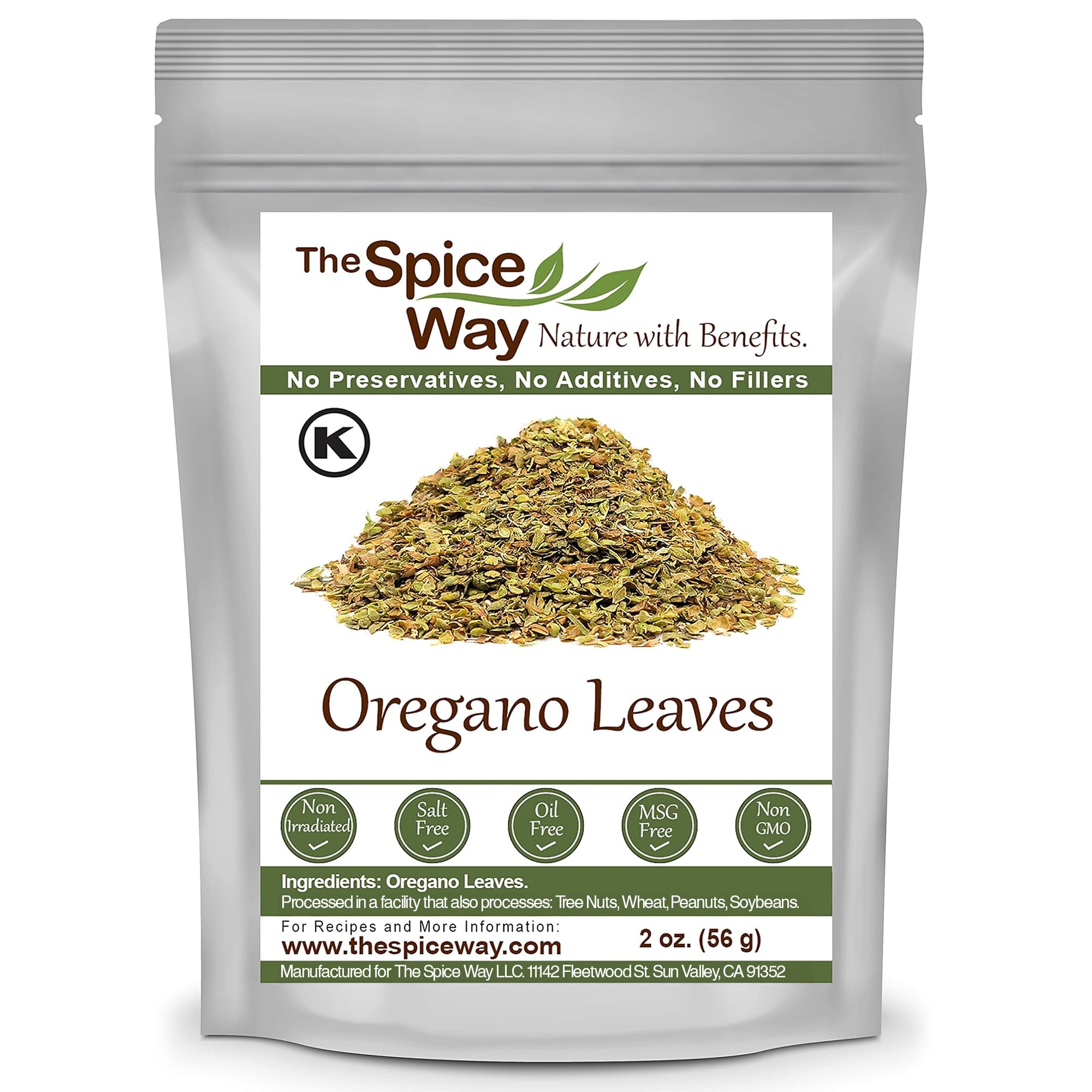 The Spice Way oregano leaves close-up show rich dried herb ideal for cooking.
