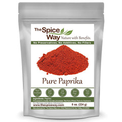 The Spice Way Paprika Powder jar shows vibrant color for versatile seasoning in marinades.