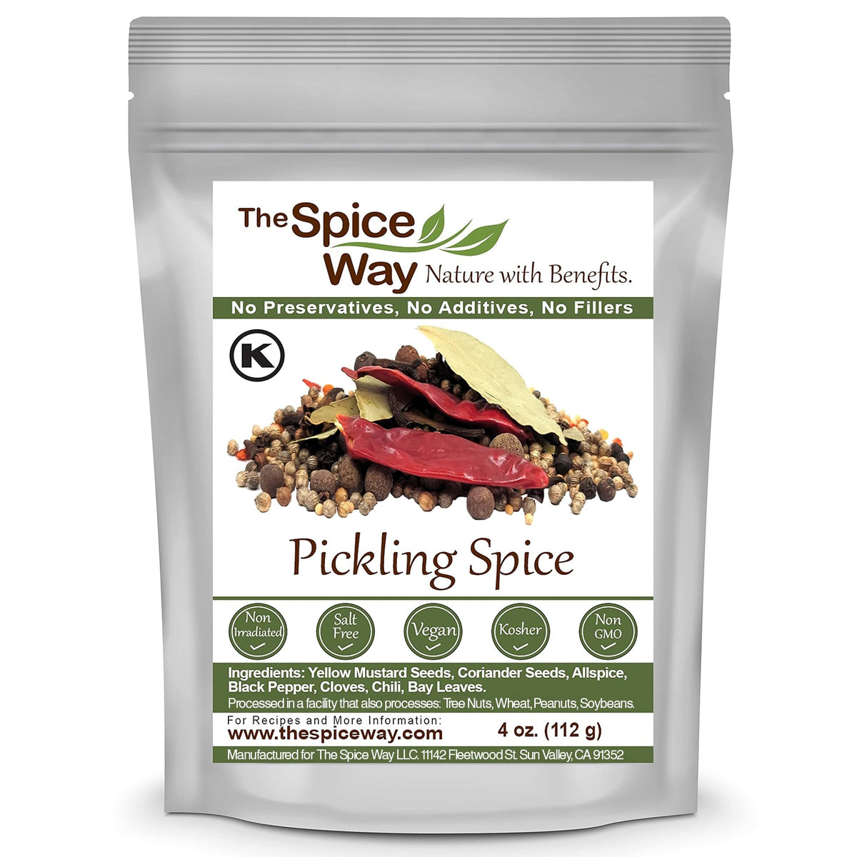 The Spice Way Pickling Spice bottle ready for fresh pickles.